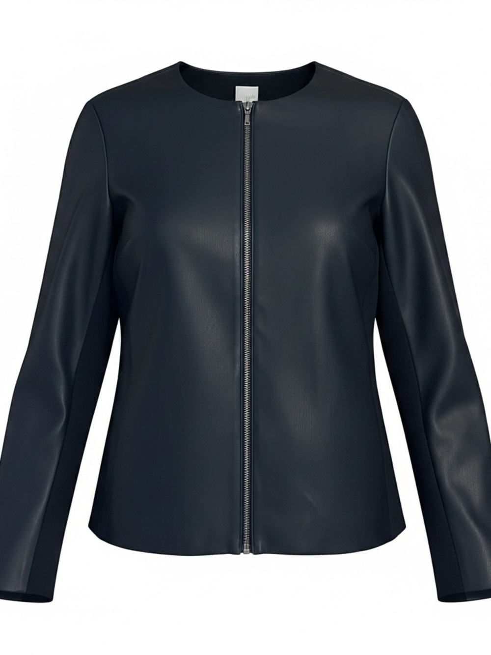 J. Jill Midnight Navy Faux Leather Zip Jacket